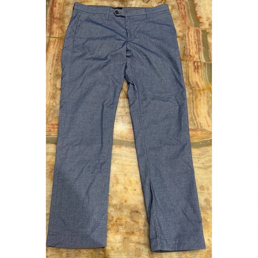 Ted Baker London Mens Volvek Dress Pants Blue Flat Front Pockets Straight Leg 34